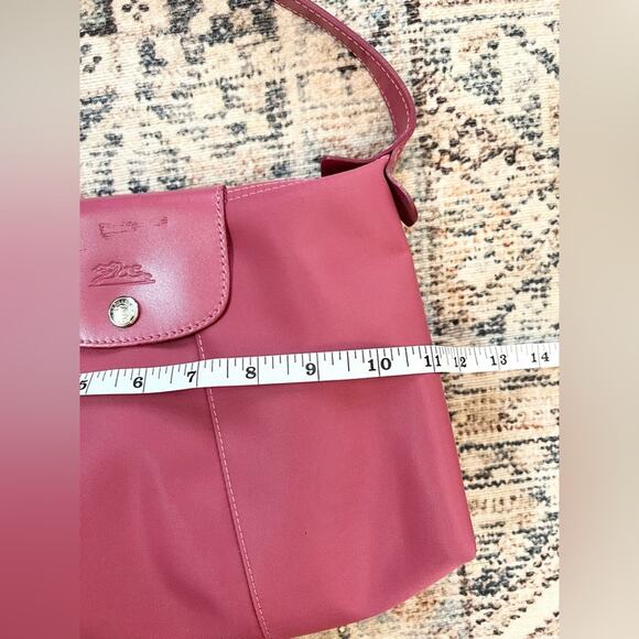 Longchamp padded pochette bag raspberry pink leather nylon shoulder y2k spring - Picture 10 of 12